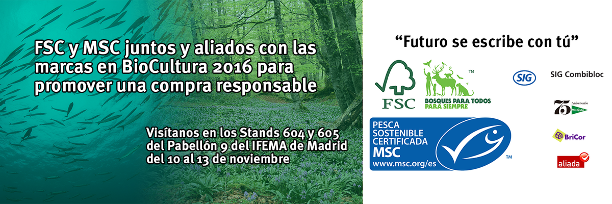 FSC España (@fsc_spain) on Twitter photo Del 10 al 13 Noviembre estamos <a href="/biocultura/">BioCultura</a> stand 604-605 pabellón 9 Ifema. Un año más juntos con <a href="/MSCenEspana/">MSCPescaSostenible</a> promoviendo #FuturoSostenible Del 10 al 13 Noviembre estamos <a href="/biocultura/">BioCultura</a> stand 604-605 pabellón 9 Ifema. Un año más juntos con <a href="/MSCenEspana/">MSCPescaSostenible</a> promoviendo #FuturoSostenible