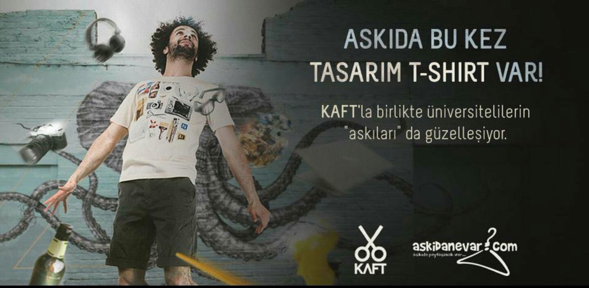 Askıda KAFT'ın desteğiyle tasarım tişört var! RT'leyen ve <a href="/KAFTco/">KAFT</a>'yu takip eden 5 üniversiteliye tişört hediye!