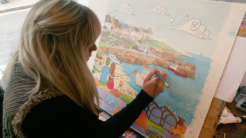 Laurawallart's tweet photo. Painting #Craster today in  #northumberland for #alnwickgallery exhibiting Sat 26th November #exhibition #laurawall #loveattheseaside #art https://t.co/1ZeoUHs3rY