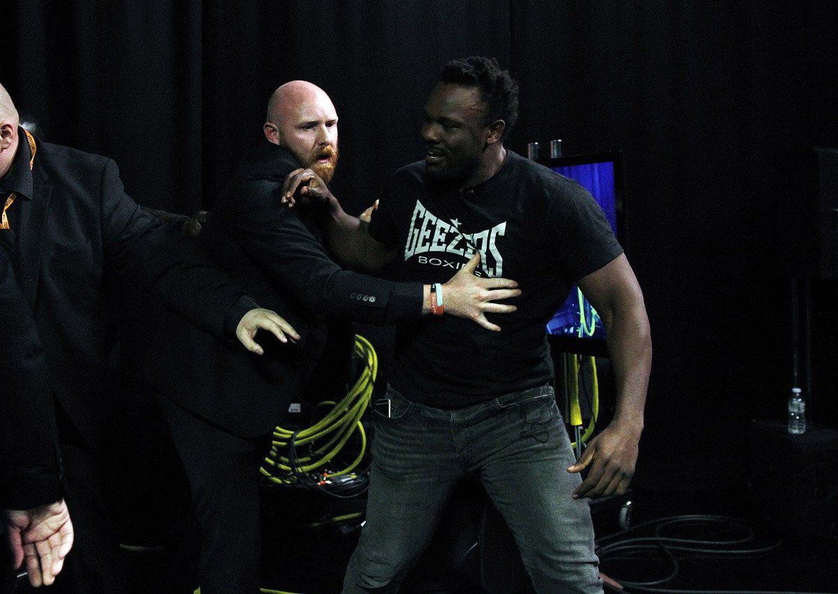 PULLED APART! <a href="/DillianWhyte/">Dillian Whyte</a> and <a href="/dellboychisora/">Derek Chisora 🥊</a> have to be separated during filming of The Gloves Are Off... skysports.tv/kPziGw