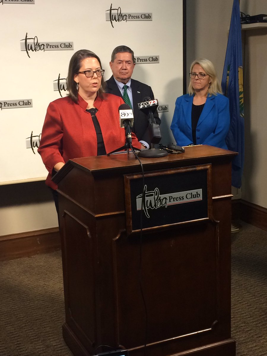 Sec. of Natural Resources Sara Hill speaking at #Noon777 state question press conf. at the Tulsa Press Club