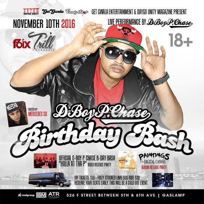DaygoUnityMag's tweet photo. #OFFICIAL D-Boy P Chase B-Day bash / album & video release party on Thursday November 10th 2016 @ F6ix #GetGwala #DaygoUnity #PChaseBdayBash https://t.co/ss8bdD8gOq