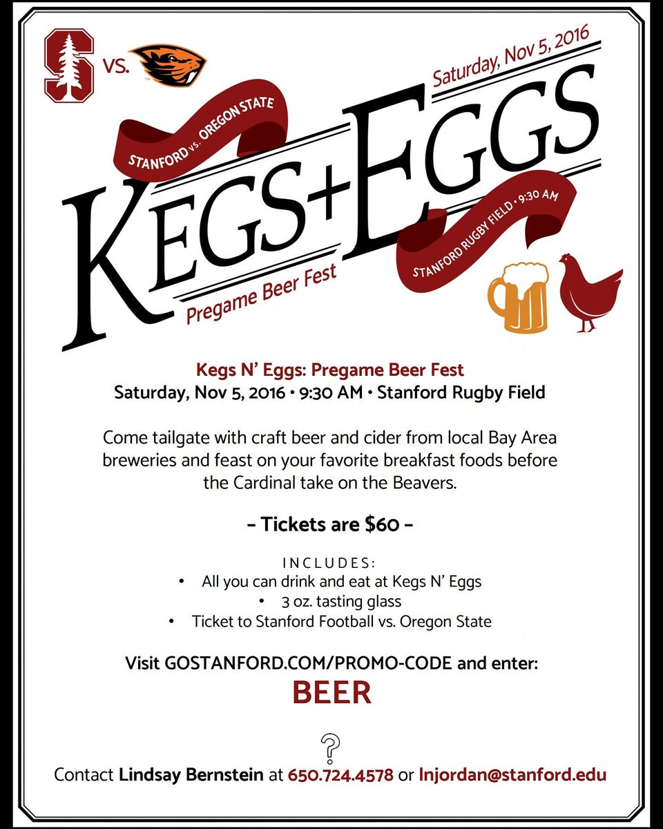 $60 for all you can eat &amp; drink - including all New World Ales IPAs - plus Stanford football &amp; beautiful weather? Yes, please. #GoStanford