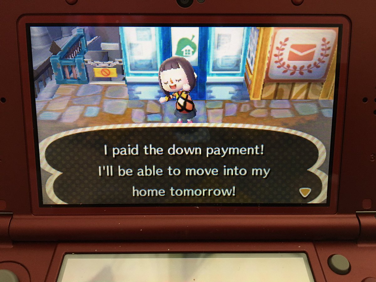 goosebizzle's tweet photo. I had a really productive lunch today. I put a down payment on a house! #ACNL #ACNLvirgin #mayorgoose @KindaOkayGamers https://t.co/IsEzTHdGoJ
