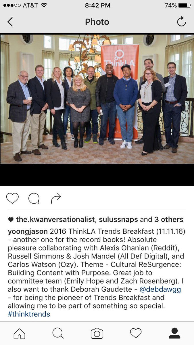 JasonYoong's tweet photo. 2016 @thinkLA Trends Breakfast - one for the record books - @alexisohanian @UncleRUSH @elcurioso @carloswatson #thinktrends #thinkla https://t.co/68gOhnrOyy
