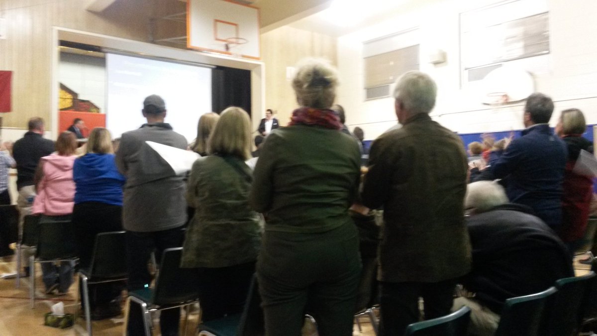 clairemccorm's tweet photo. Ashley Chapman of #Chapman's Ice Cream gets standing ovation from crowd for offer of financial aid to keep #Beavercrest open #BWDSB #ARC https://t.co/rvE456SqkT