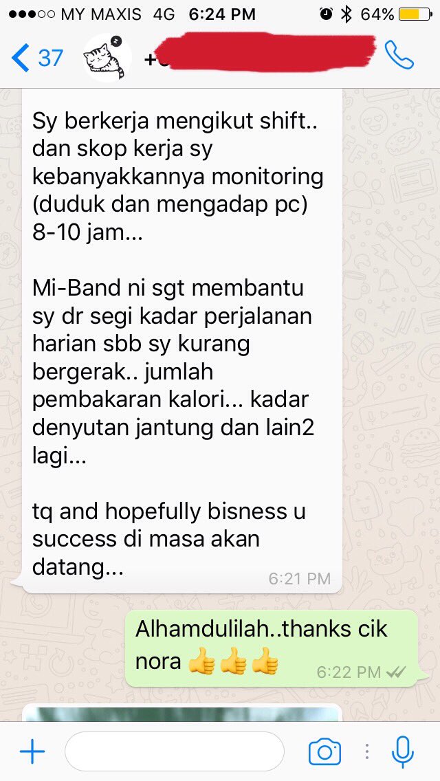 Techy_Tracker's tweet image. Alhamdullilah..Happy sgt apabila dpt feedback dri customer yg menggunakan Mi-Band 2 dan membantu untuk sentiasa kekal cergas dan aktif💪🏻 😎