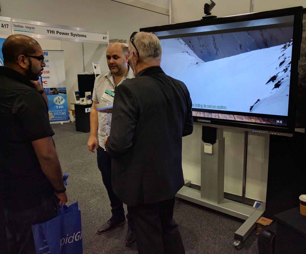 CloudProdNZ's tweet photo. Viv working his magic with #CleverTouch. These things just sell themselves. We're at #FacilitiesIntegrate stand A16. ^SW https://t.co/m40aGZ6KKL