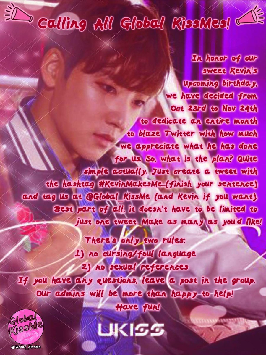 Global_KissMe's tweet photo. [RT] Spanish translations for Kevin's Birthday Project!! #UKISS #KevinWoo #KevinMakesMe https://t.co/LKKJE9KNyL
