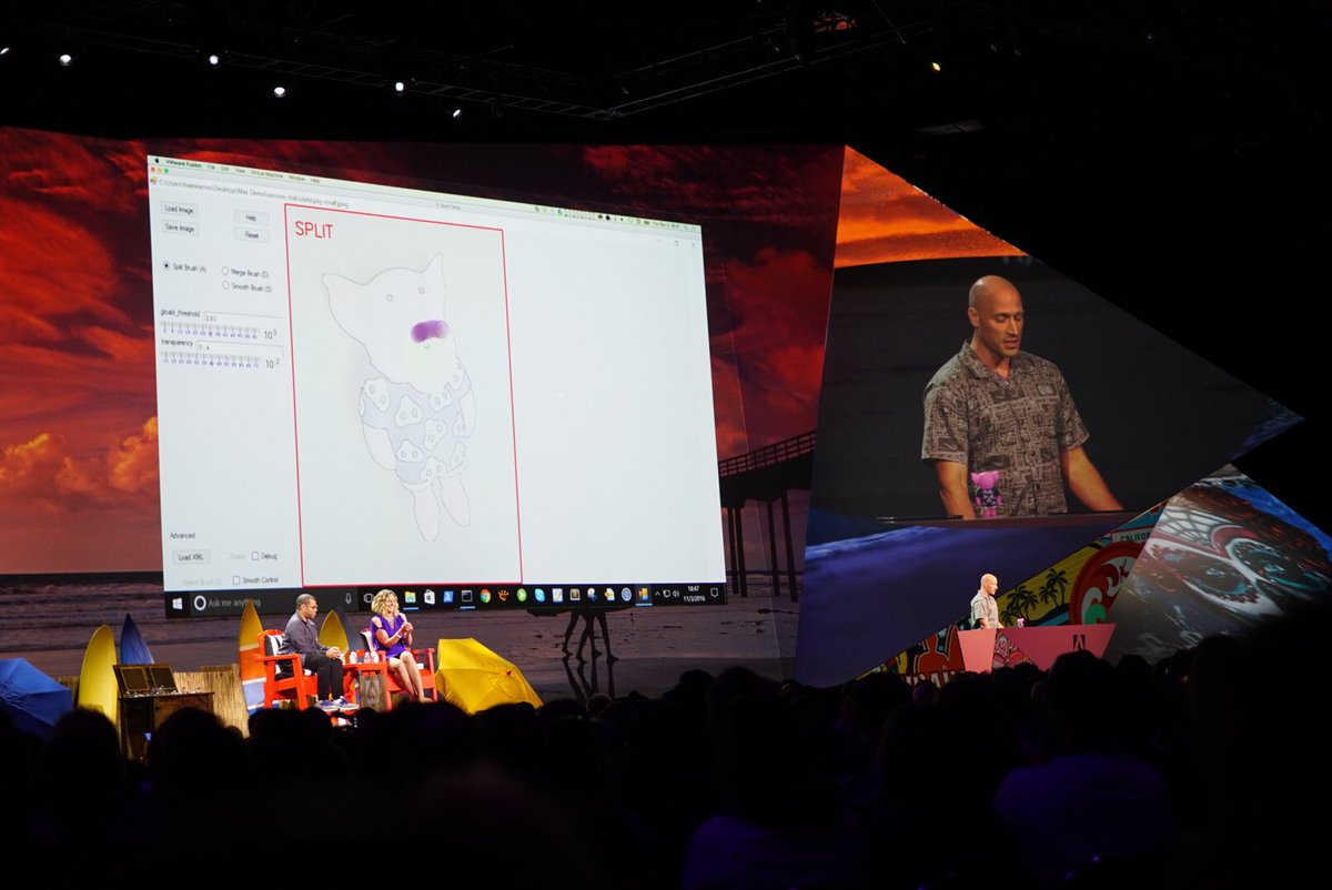 bhphoto's tweet photo. #InterVector is being demoed now by Holger Winnemoeller. Think "magic wand" for vector from a photo. #AdobeMAX https://t.co/OHehJOpIZO