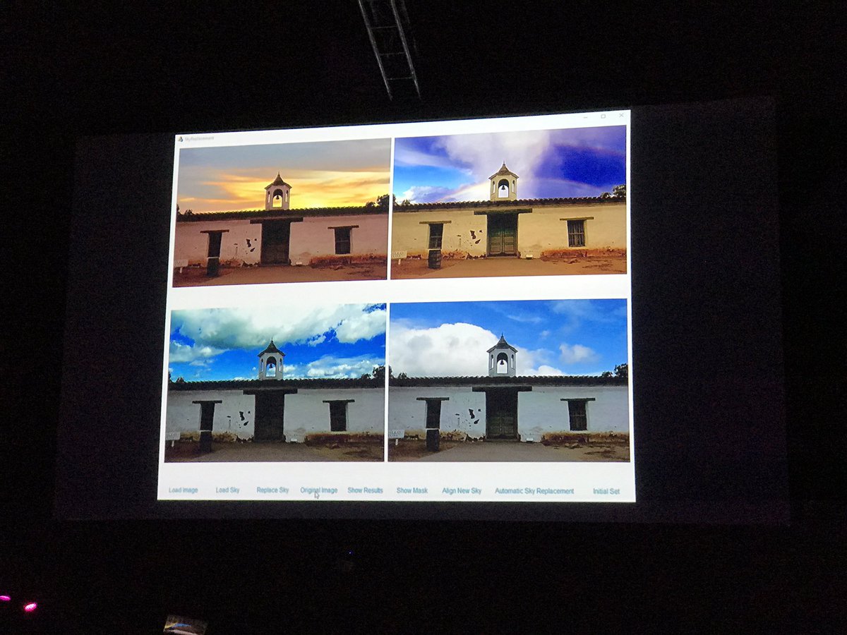 taromatsumura's tweet image. #SkyReplace 空に応じて、ほかの部分の色温度を調整したり、自動的に空の様子の候補を挙げてくれたり。 
#AdobeMAX #Sneak