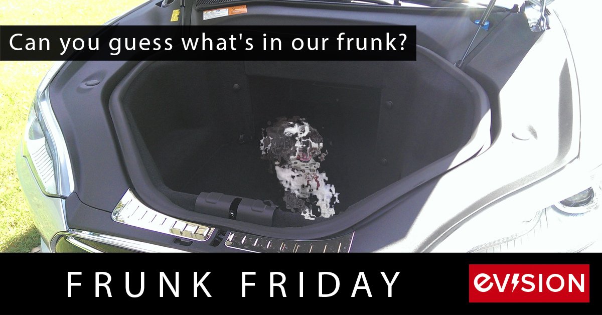 EVisionEVs's tweet photo. Can you guess what's in our #Tesla frunk this fine #FrunkFriday? Answer revealed at 4pm! https://t.co/W1G9hR5XH8