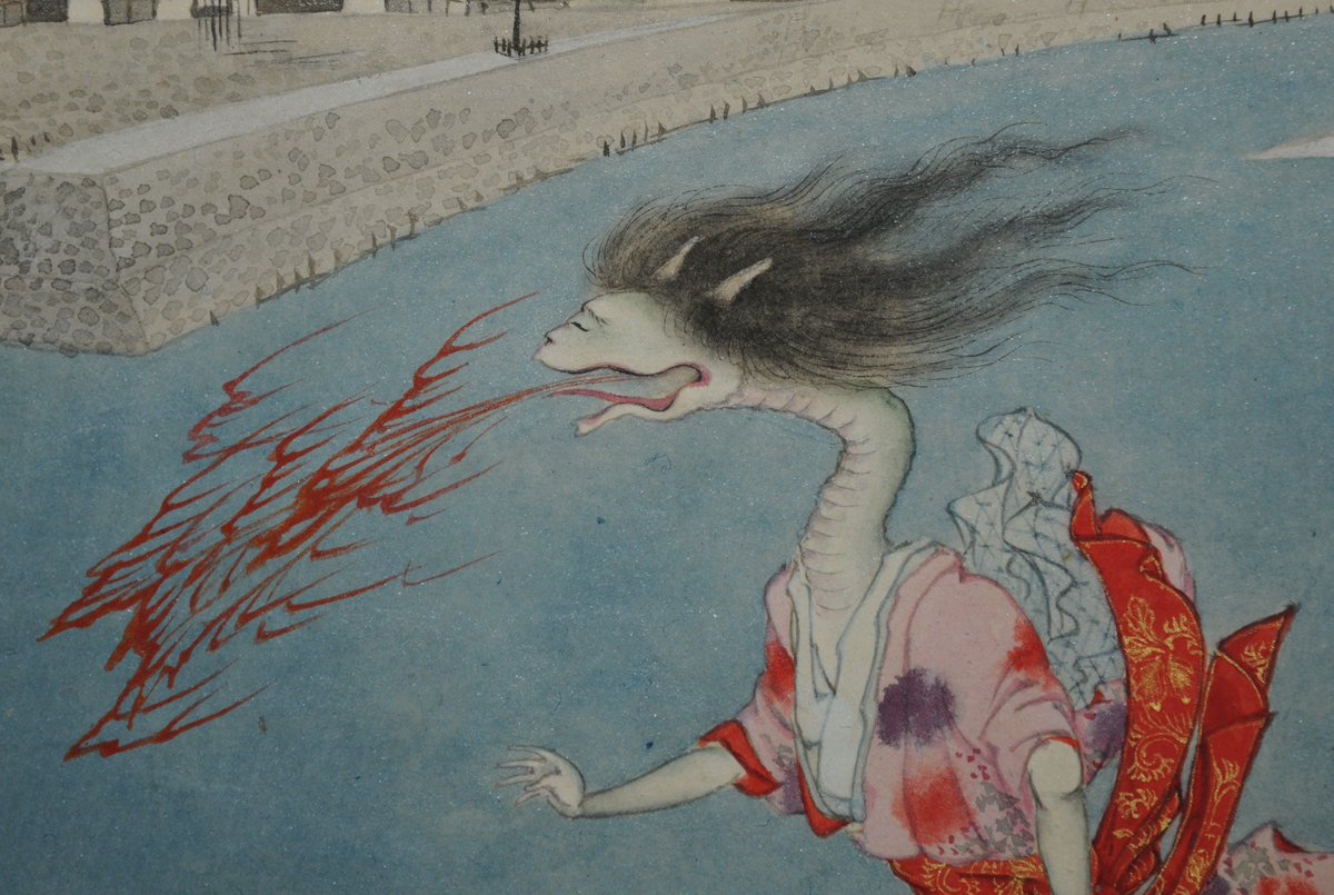 和歌山市立博物館 城下町和歌山の絵師たち 江戸時代の紀州画壇 展 見どころ 龍へと変わっていく清姫 安珍 は逃げきれるか 道成寺秘蔵の安珍 清姫伝説の絵巻です 塩路鶴堂 清姫鐘巻伝記 道成寺蔵 文政4年 11 上巻は今週末 11 6