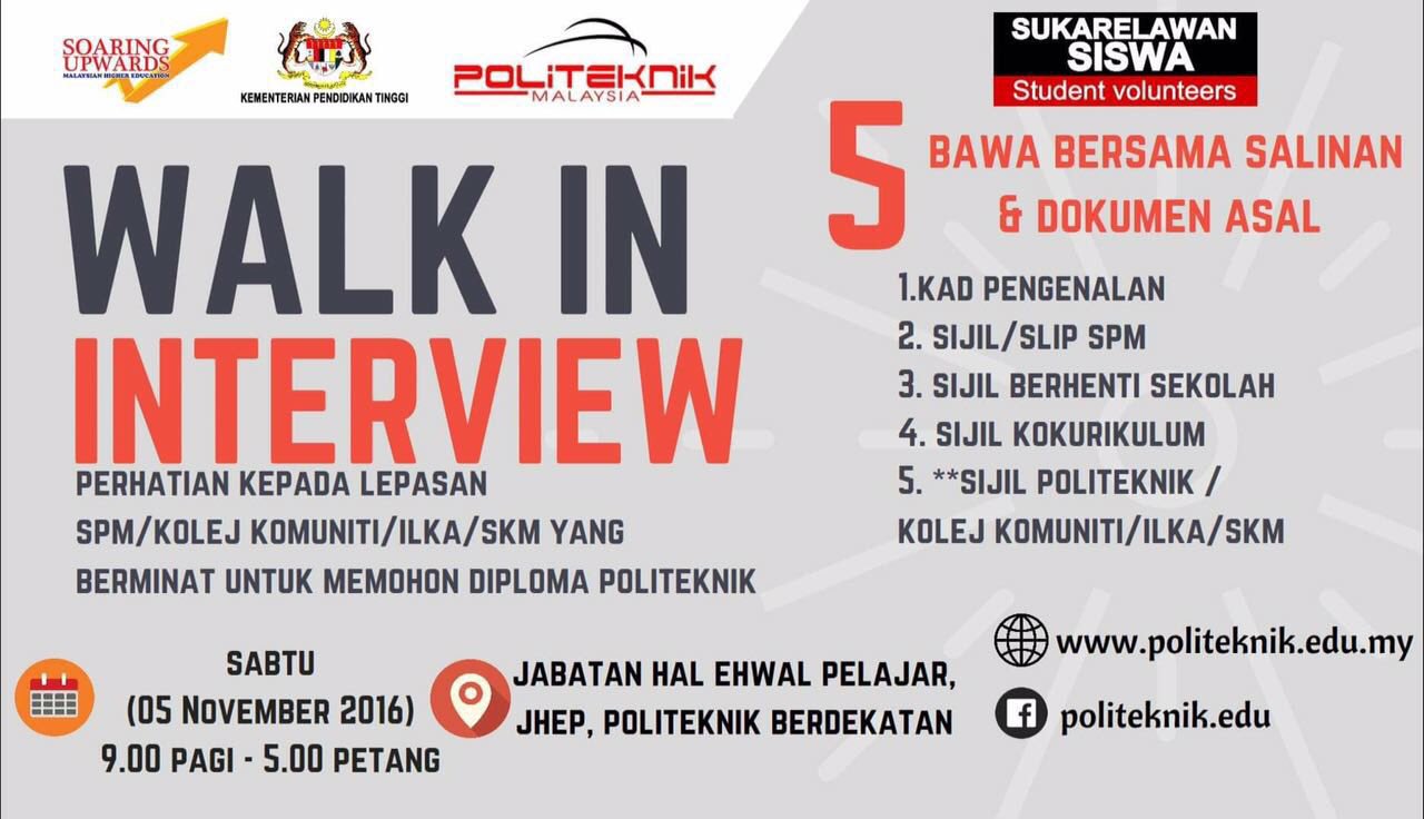 Yayasan Sukarelawan Siswa On Twitter Walk In Perdana Permohonan Kemasukan Ke Politeknik Malaysia Sesi Disember 2016 Jommasukpoliteknik Yayasansukarelawansiswa Soaringupwards Https T Co Uh6jy6vsi5 Twitter