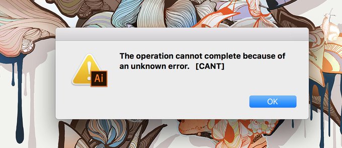 Well, this is a nice error. #Illustrator #Adobe https://t.co/qpIrYo6z1N<a href="/tag/illustrator"class="tags">#Illustrator</a><a href="/tag/adobe"class="tags">#Adobe</a>