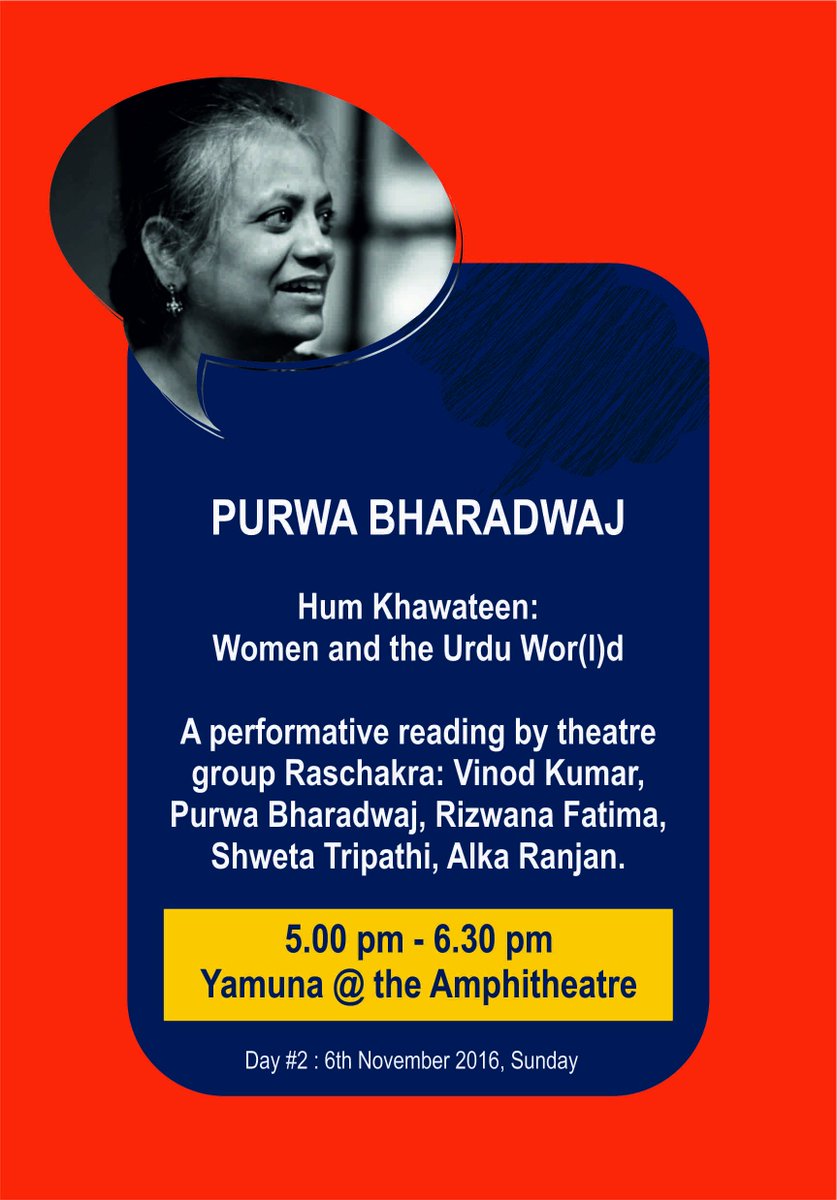 ILFSamanvay's tweet photo. Perfomative #Urdu readings by #HumKhawateen on Nov. 6. Come occupy the amphitheatre. This should not be missed. #ILF16 https://t.co/F9T7fwpWMA