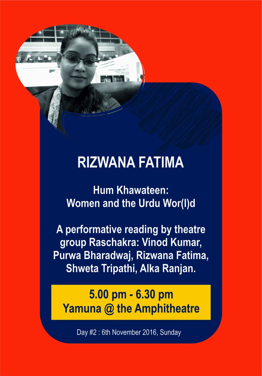 ILFSamanvay's tweet photo. Perfomative #Urdu readings by #HumKhawateen on Nov. 6. Come occupy the amphitheatre. This should not be missed. #ILF16 https://t.co/F9T7fwpWMA