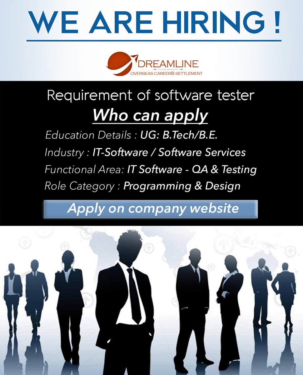 Dreamline_India's tweet image. @Dreamline_India is hiring for #software_tester and #IT_Engineer.