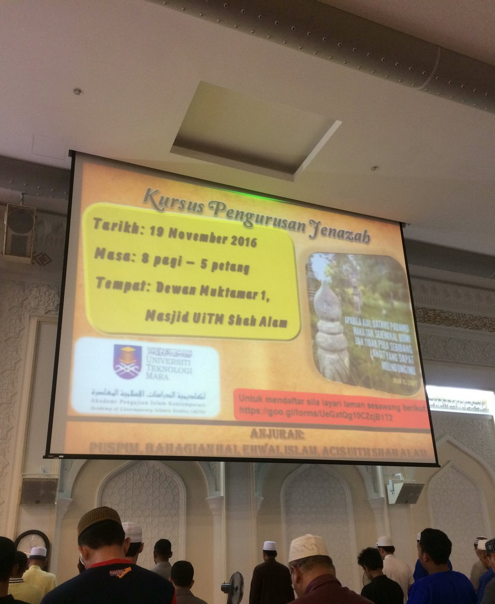 UiTMSAInfo's tweet photo. Kursus pengurusan jenazah
19 nov 2016
Dewan Muktamar 1, Masjid UiTM
boleh daftar di
https://t.co/vT3LeASwLn
#acis #uitmsainfo https://t.co/qEJB1sngus