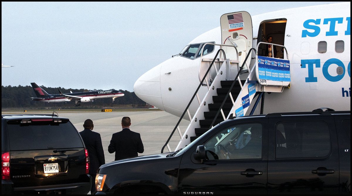 TrumpSuperElite's tweet photo. I feel so sorry for #Hillary's Secret Service detail. They look so sad watching #TrumpForceOne fly by... They're missing all the fun! #TRUMP https://t.co/sUazu4hISd