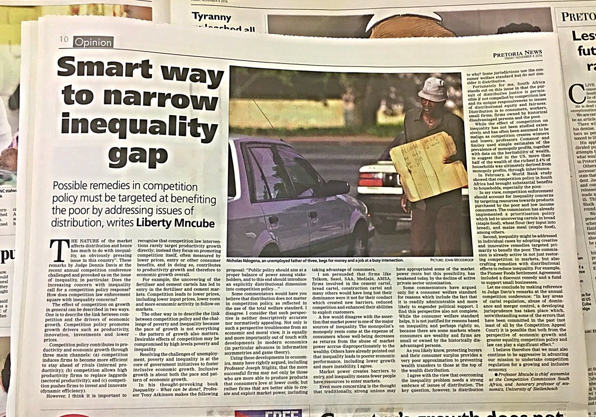 "Smart Way To Narrow Inequality Gap" - opinion by <a href="/CompComSA/">CompComSA</a> Chief Economist, <a href="/LM_Mncube/">L. M. Mncube</a> in today's edition of <a href="/pretorianews/">Pretoria News</a> - page 10