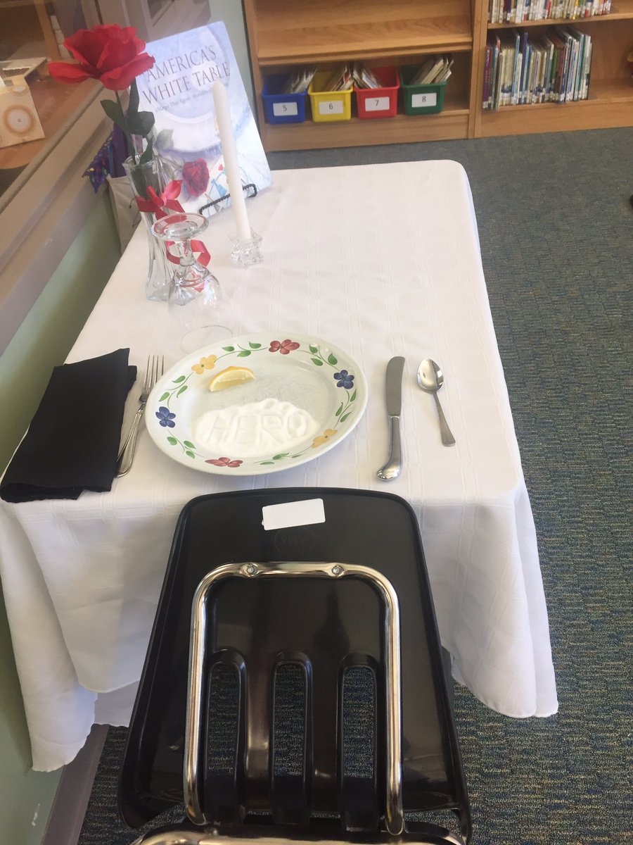 ctoney54's tweet photo. We have studied about veterans in the library all week. 4th grade heard the book America's White Table. https://t.co/KJYkWlXYy5