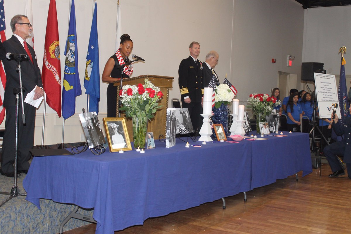 SenatorReilly's tweet photo. Master of Ceremonies Nicole Richards, USMC, introduces the items placed in honor of those who served who are no longer with us. https://t.co/Vlw2RUhP3r
