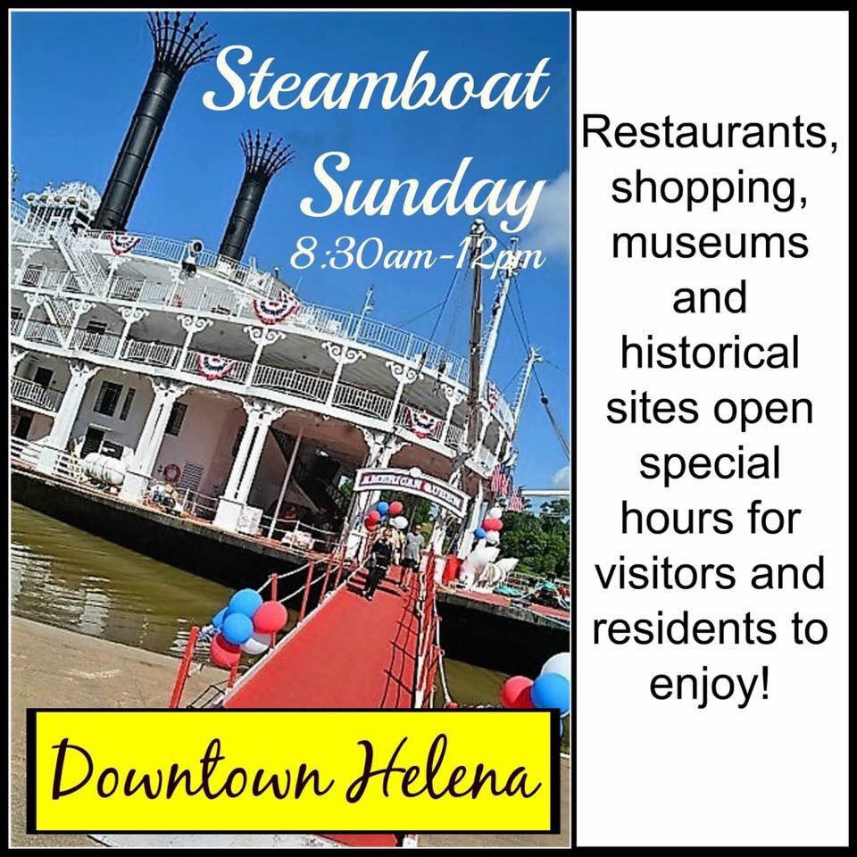Come to downtown Helena this Sunday for all the fun! #visithelenaar #steamboatsunday