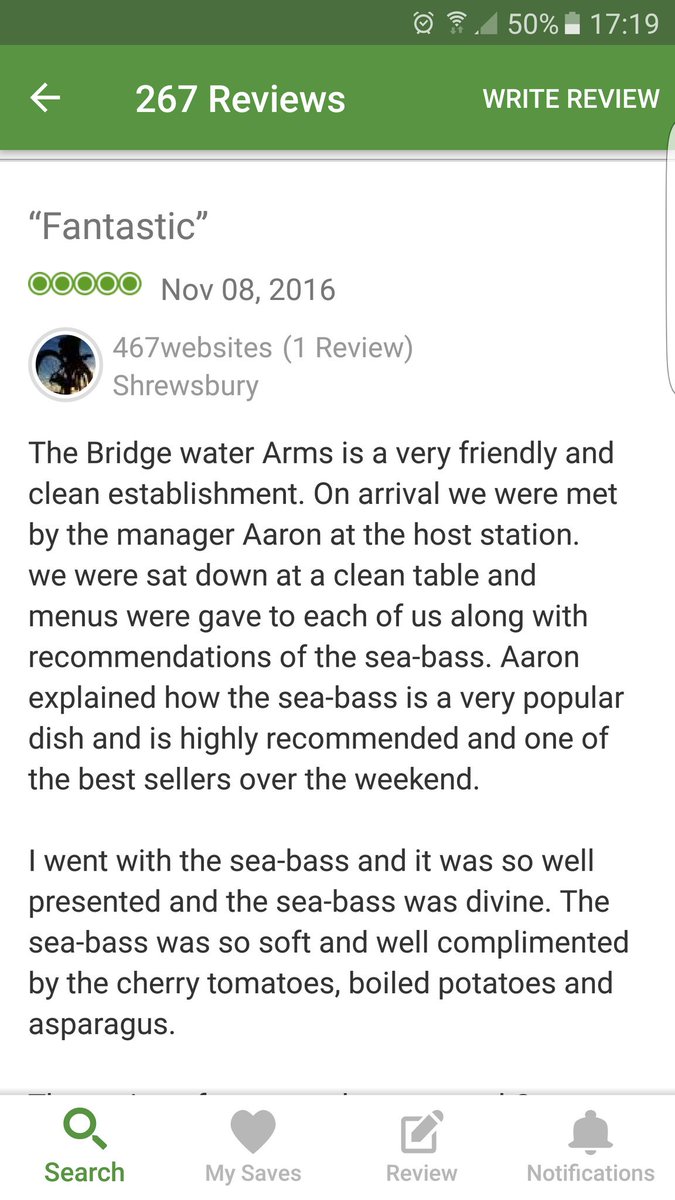 Another 5* Trip Advisor. Go Team Bridgewater. Well done Aaron. <a href="/StaplesClaire/">claire staples</a> @TTWI_Midlands <a href="/WeAreSUGM/">WeAreSUGM</a>