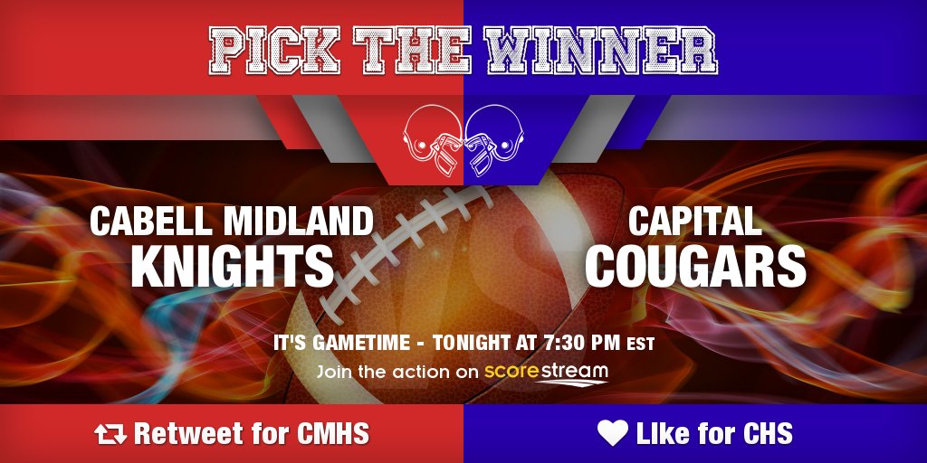SS_Bryan1's tweet photo. Who wins?
RT for Cabell Midland @MidlandPride
Like for Capital @capitalhighwv
Get the app 🏈 https://t.co/Lr9iFb1RvS https://t.co/a8ybOyLrxm