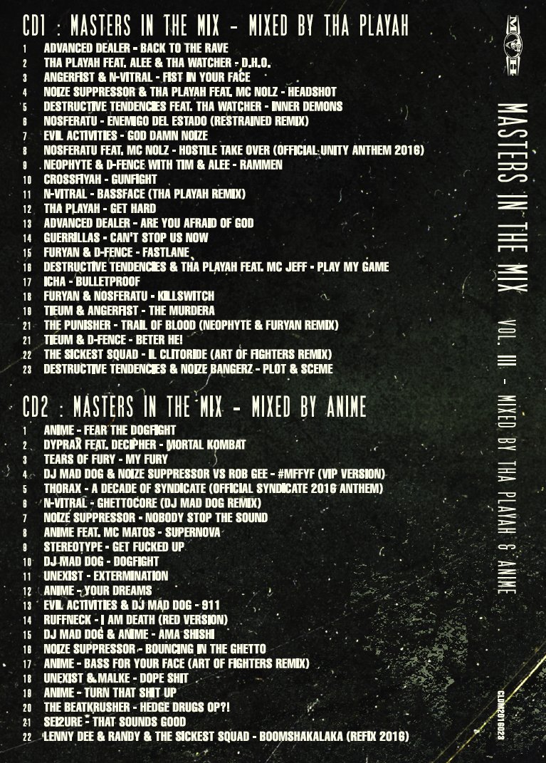 official_MOH's tweet photo. Here they are! The bombing tracklists of the third Masters In The Mix compilation, mixed by @thaplayah &amp; @Dj_AniMe!

https://t.co/JCSmCh63kf https://t.co/BPM0WF0cuo