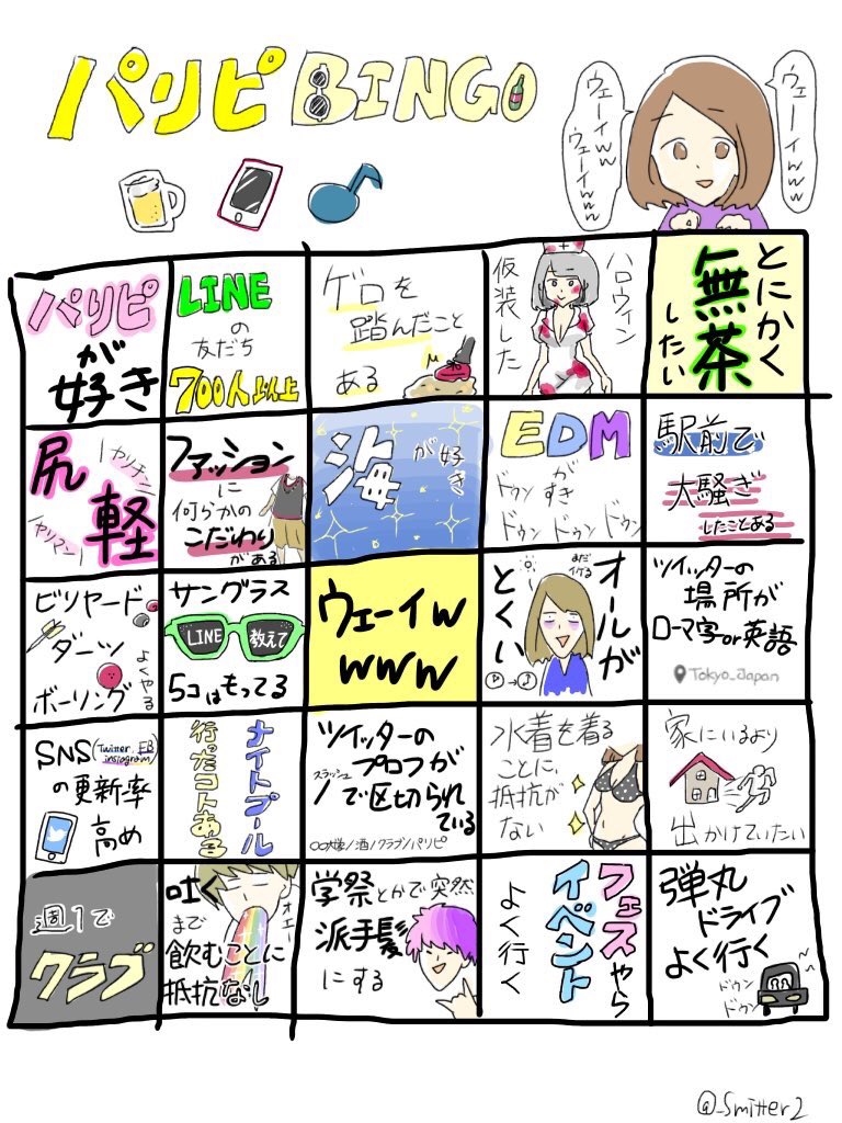 Twoucan パリピbingo の注目ツイート イラスト マンガ コスプレ モデル