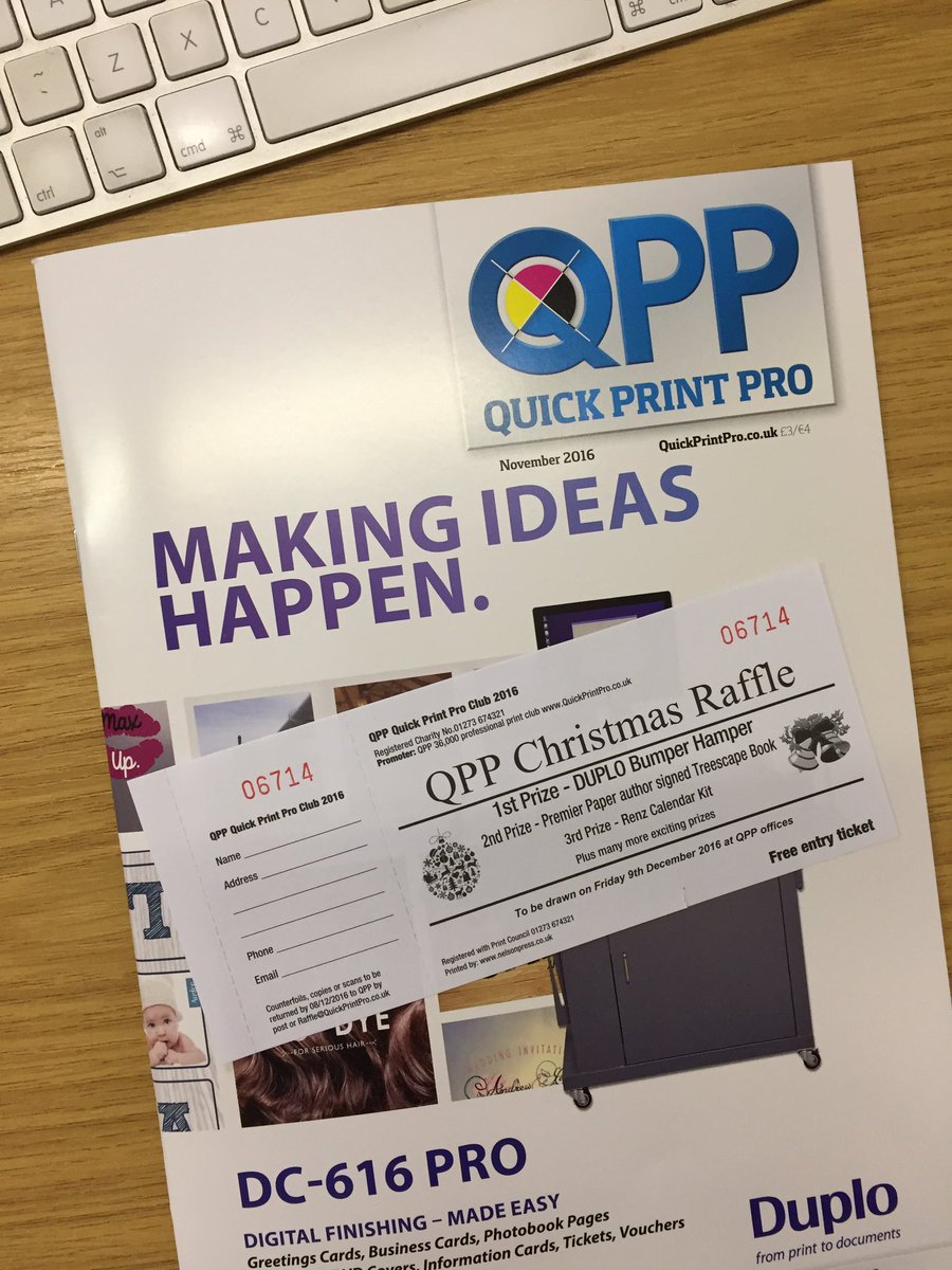 Have you received the November <a href="/QuickPrintPro/">peter foulkes</a> mag with your Xmas raffle ticket? We're thrilled to be your supplier! #print