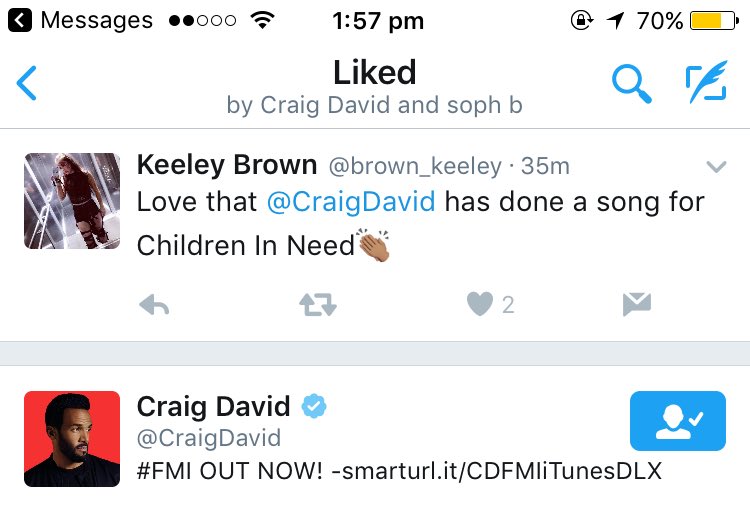 brown_keeley's tweet image. Buzzinggg😍 now if only I got a follow back @CraigDavid shall be seeing you at Leeds next year😁 #140daystogo