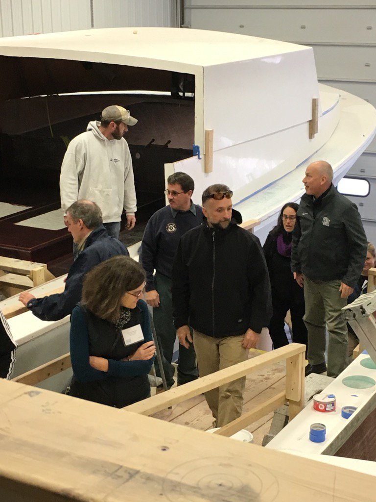 EdLeadersMaine's tweet image. #EpsilonClass touring SWBoatworks in Lamoine.Boat building in ME! @EducateMaine @HDCouturier @DurostMPA @caryolson5