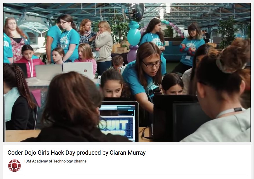 CoderGirlsRock's tweet image. For those who have a moment, go to youtube.com/watch?v=VFH1OK… for a beautiful video about @CoderDojo by @ibm_in_ireland from #CoderGirlHackDay!
