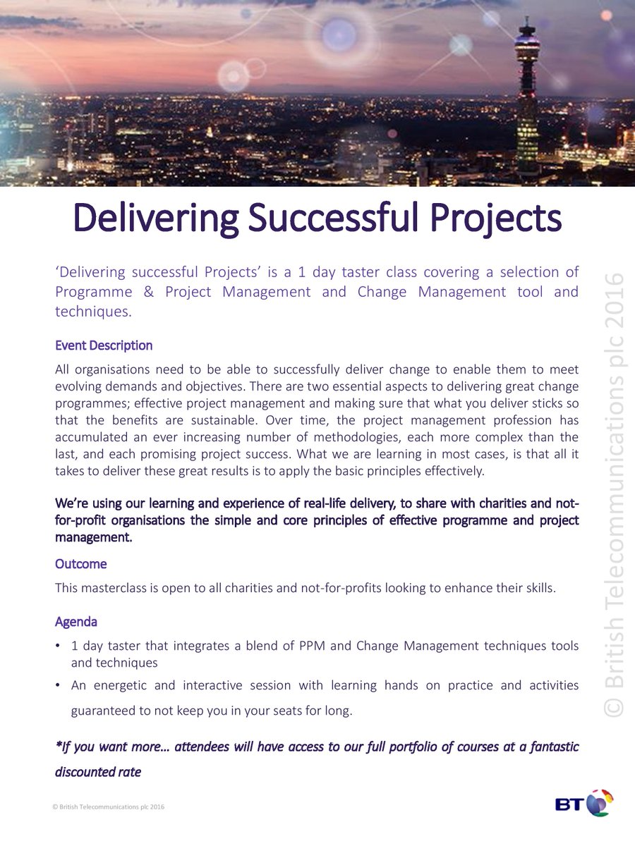 PaulKytePM's tweet photo. Free 1 day training available to #charity in
#projectmanagement #changemanagement #problemsolving.Find out more at https://t.co/GMxQcNltDw https://t.co/NfAID4T9QT