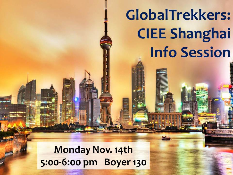 Mark your calendar! Come learn about one of Messiah's newest programs in China and study in Shanghai for a semester! Free Pizza! #icomessiah