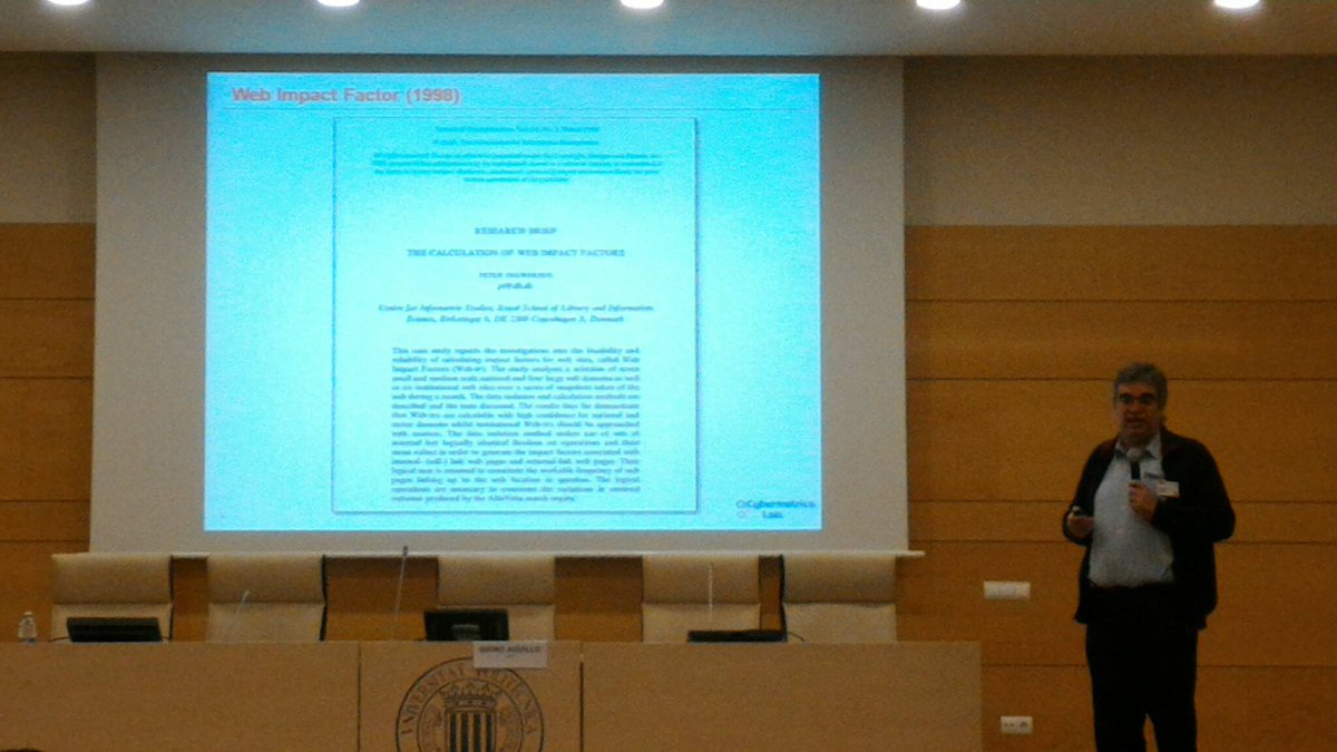 documasi's tweet image. The history of #Webometrics told by the spanish godfather of #Cybermetrics @isidroaguillo  #tm2016
