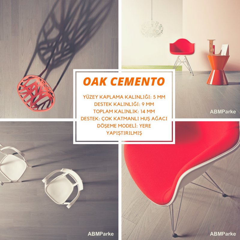 Yere yapıştırılmış döşeme modeli Oak, yüzey kaplama kalınlığı 5 mm, destek kalınlığı 9 mm ve toplam 14 mm kalınlıkla eşsiz bir çalışma..