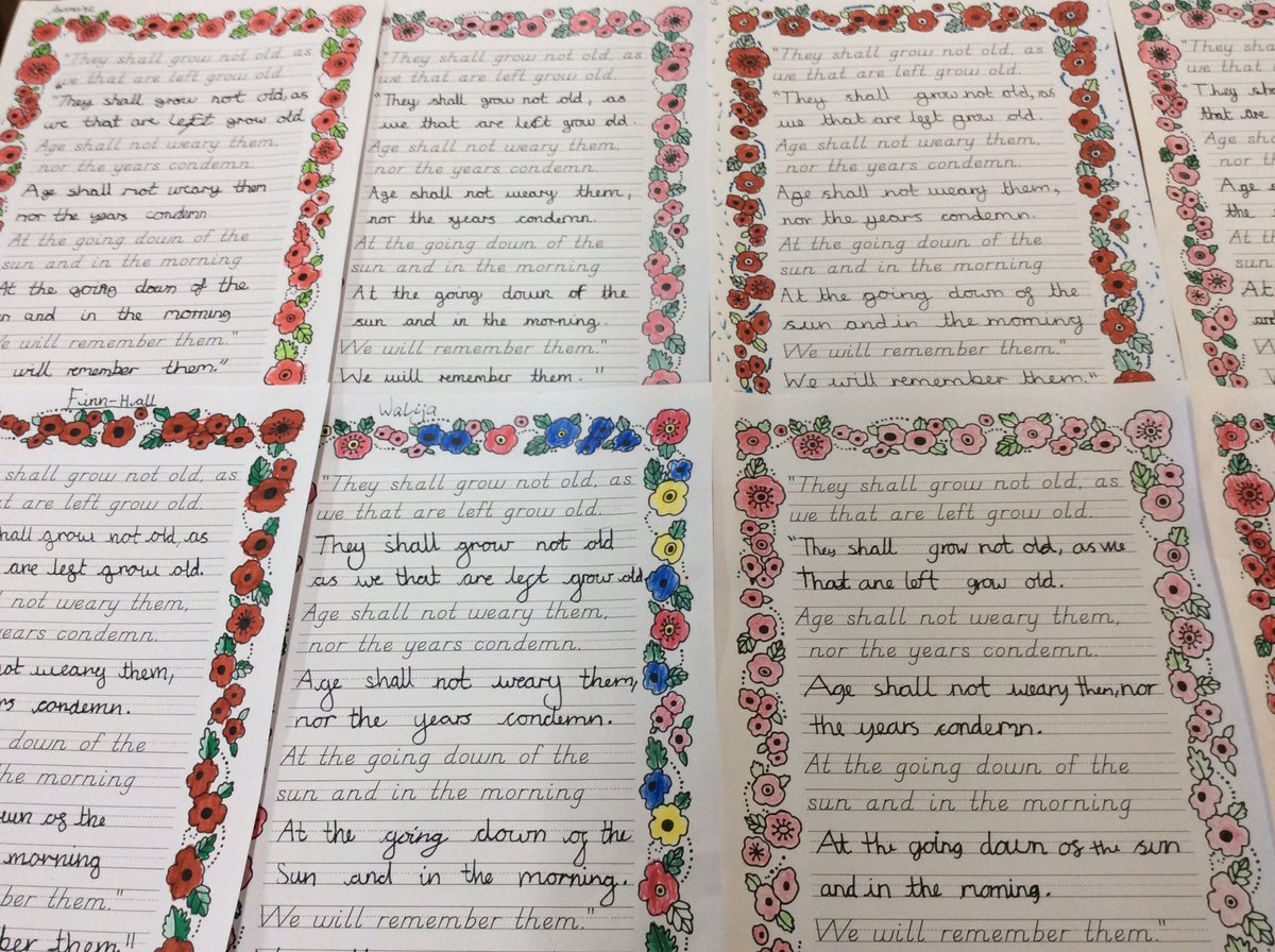 Adamsrill4g's tweet photo. Remembrance Day poem for the fallen used for handwriting today. https://t.co/0sLjq7XV7G