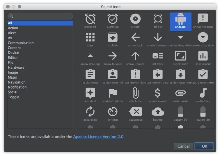 crafty's tweet photo. .@androidstudio 2.3 now in canary. Yay for search in vector asset studio! 🔍🙌 https://t.co/GKqXlZDP9x https://t.co/35RSbffN9F
