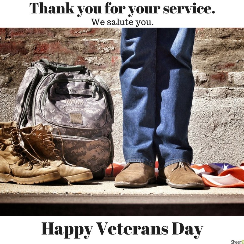 Thank you to all the men and women who have bravely served our country. Happy Veterans Day.