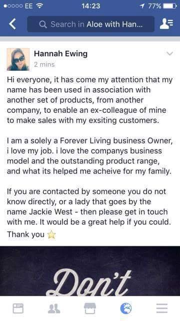 westphil581's tweet photo. @OfficialForever another post sent out today, thought you was looking in to this, obviously not #foreverliving https://t.co/mO08HGWx1y
