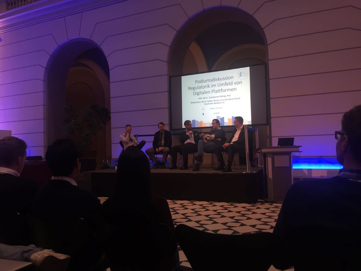 Spannende Podiumsdiskussion zum Thema Regulatorik im Umfeld digitaler Plattformen. #FinTechDay mit <a href="/n26/">N26</a>  @pwc_career_de #BaFin <a href="/sparkasse/">Sparkasse</a>