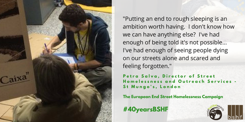 Read about the campaign to #endhomelessness in Europe by 2020 - bit.ly/1SPjZJT #HousingFirst @petrasalva #40yearsBSHF