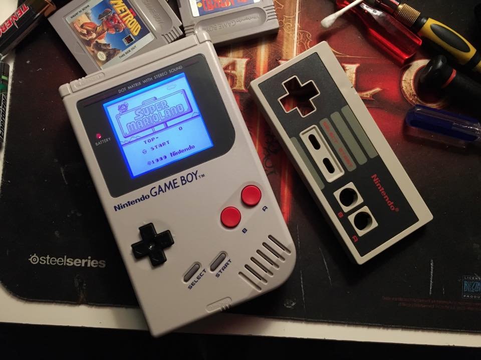 NES button swap backlit-modded OG Game Boy. #Nintendo #nintendolife #nintendofan #retrocollective #retrogaming #supermario #handheldlegend