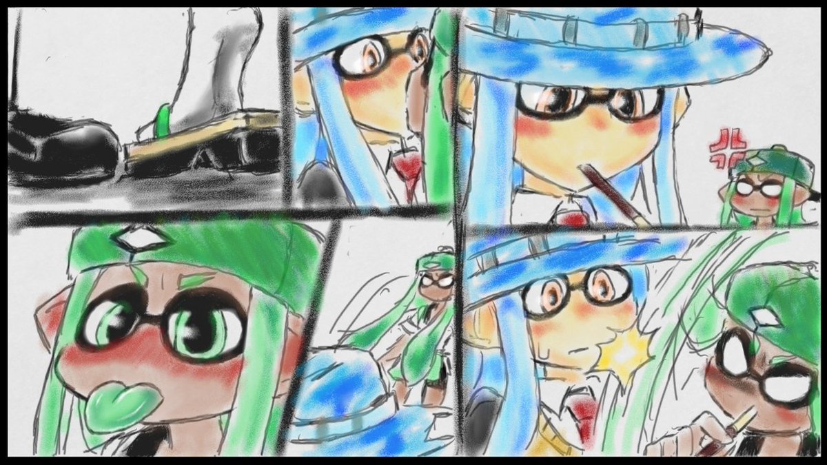 シカナンガ Ar Twitter ポッキーゲーム嫌いだからイラッときてついやっちゃった感じ W 久々にバシッと百合描いた気がする ポッキーの日 スプラトゥーン 百合イカ Wiiu