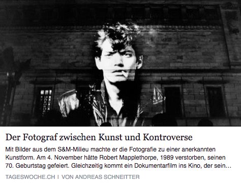 Die <a href="/tageswoche/">ehem. TagesWoche</a> hat sich MAPPLETHORPE: LOOK AT THE PICTURES angeschaut. tageswoche.ch/de/2016_46/kul…