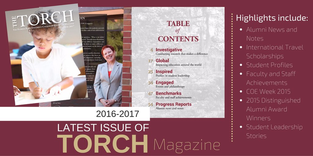 fsuannescollege's tweet photo. Did you know the 2016-2017 Torch Alumni Magazine is available online? 
Take a peek: https://t.co/E76f2i7IFq https://t.co/xp84gcYSm2